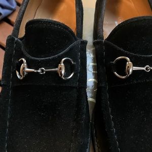 Black Suede Gucci Horsebit Loafers, Size 9